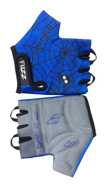 Перчатки 08-202029 детские лайкра SPIDER сине-черные, р-р 8/L (для 6-8 лет), GRIP GEL, с петельками,