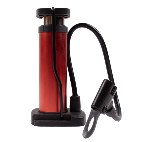 Насос ножной универсальный 45х170мм, несколько насадок+игла, цвет: красный, West Biking