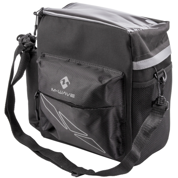 Сумка на руль M-WAVE, 5-122385, быстросъемн. с плеч. ремнем отдел. д/карт, черная