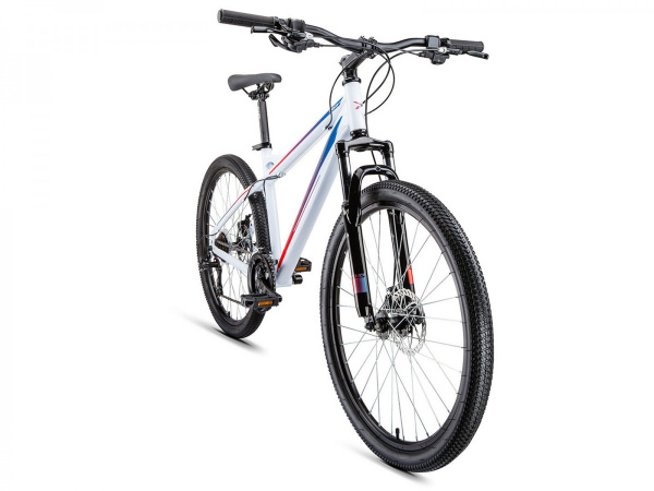 Велосипед FORWARD FLASH 26 2.0 disc (26" 21 ск. рост. 15") 2020-2021, белый/голубой, RBKW1M16G013