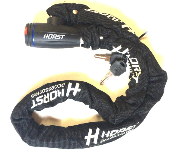 Замок цепной с ключом 8х1200мм HORST черный, 09-100238