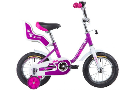 Велосипед NOVATRACK 12" MAPLE, розовый, сталь, полная защита цепи, тормоз нож, крылья, сидение для к