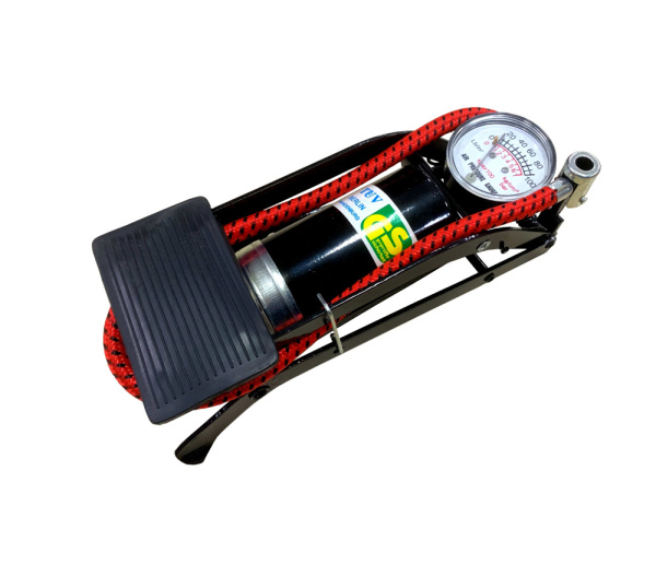 Насос ножной стальной универ. BOX 55х100, с манометром, авто/вело ниппель