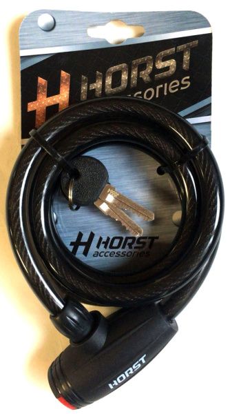 Замок 09-100169 вело 12х1200мм автом. на ключе с защитой черный HORST
