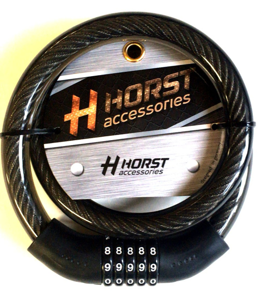 Замок 09-100085 вело кодовый (5 разрядов) 20х1000мм черный HORST