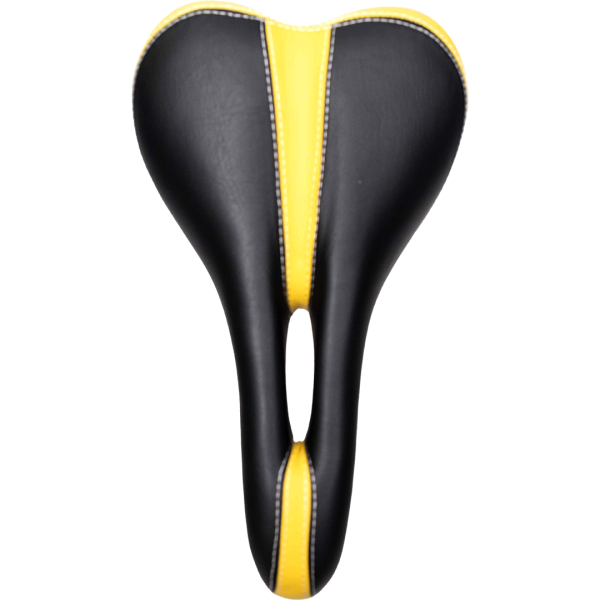 Седло велосипедное YW-AZ-103MH, с замком, 260х150мм, черное с желтыми вставками,  (упак=30шт.), цена за 1шт. - 11,48р., за упак=10,33р