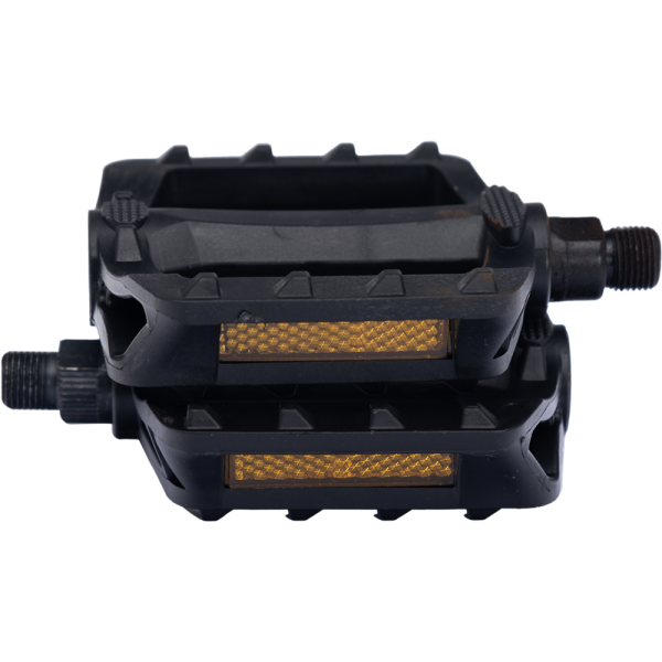 Педали YW-JD-745 пластик широкие, с отражателем,черные,  метрическая резьба