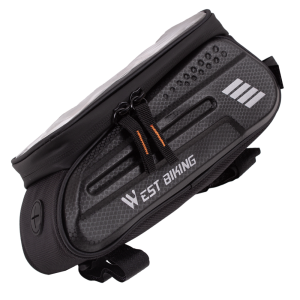 Водонепроницаемая велосумка West Biking с держ для телефона, крепление на руль, размер 22×11,5×10 см, вес 170 г, материал ЭВА + полиэстер