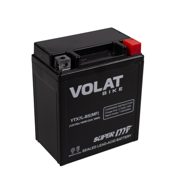АКБ 7Ah Volat YTX7L-BS(MF) R+ 113x70x130 (электролит)  для мототехники