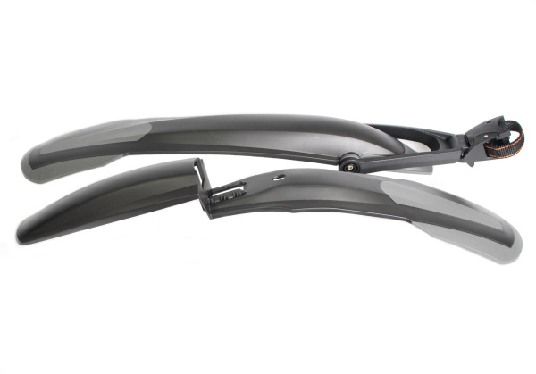 Крылья 00-170280 пластиковые 26-28" перед. в трубу вилки, зад. на подсед. штырь. черно-серые HORST