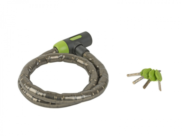 Замок 8-17060909 вело ACL-90 C-Armored black/green 22х1200мм с защ. колпачком серо-зеленый AUTHOR