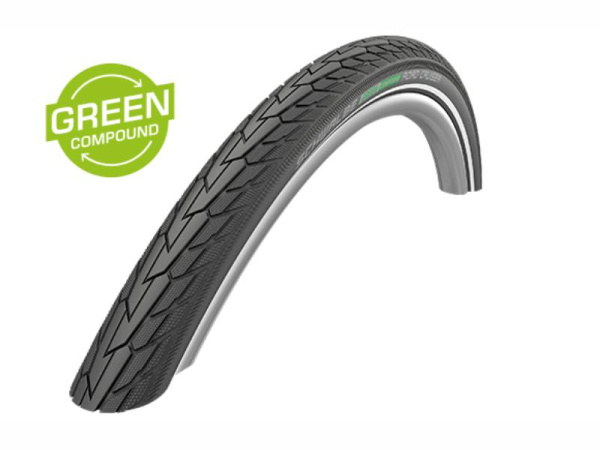 Покрышка. 700х35С (37-622) 05-11101305 ROAD CRUISER K-Guard, TwinSkin B/B+RT (светоотр полоса) HS484 GREEN 50EPI 625гр. черная SCHWALBE